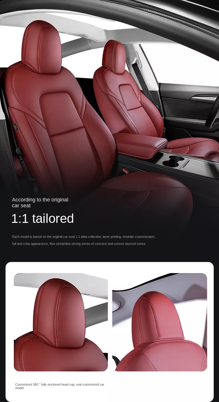 Housse de siège de Voiture en Cuir pour Tesla Model 3/Model Y 2017-2022,  Compatibles avec Airbag, Accessoire Interieur