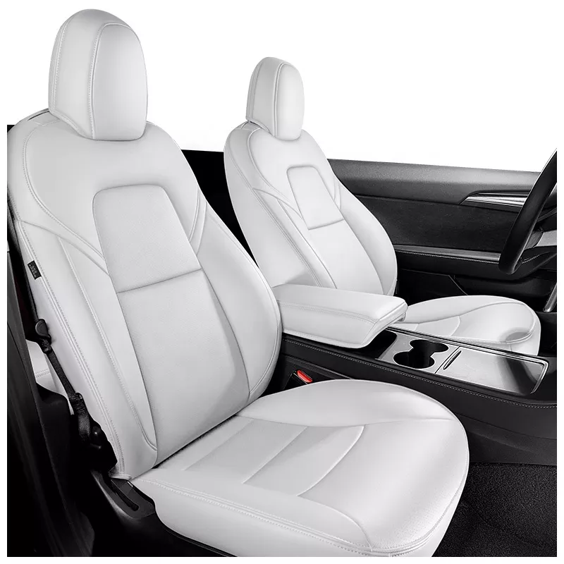 Xipoo Lot de 5 housses de siège de voiture en cuir synthétique pour Tesla  Model 3 2017, 2018, 2019, 2020 (blanc, 5 pièces (modèle 3/Y)) : :  Auto